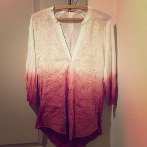 Anthropologie Ombré Embroidered Top